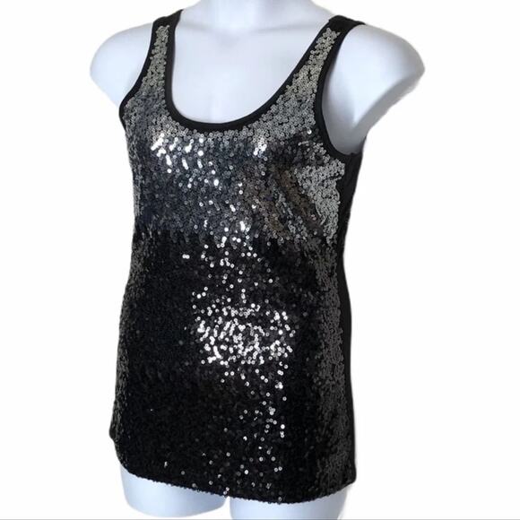 Cruisewear & Co Black Sequin Ombré Tank Top Partywear Size Small - Picture 4 of 7